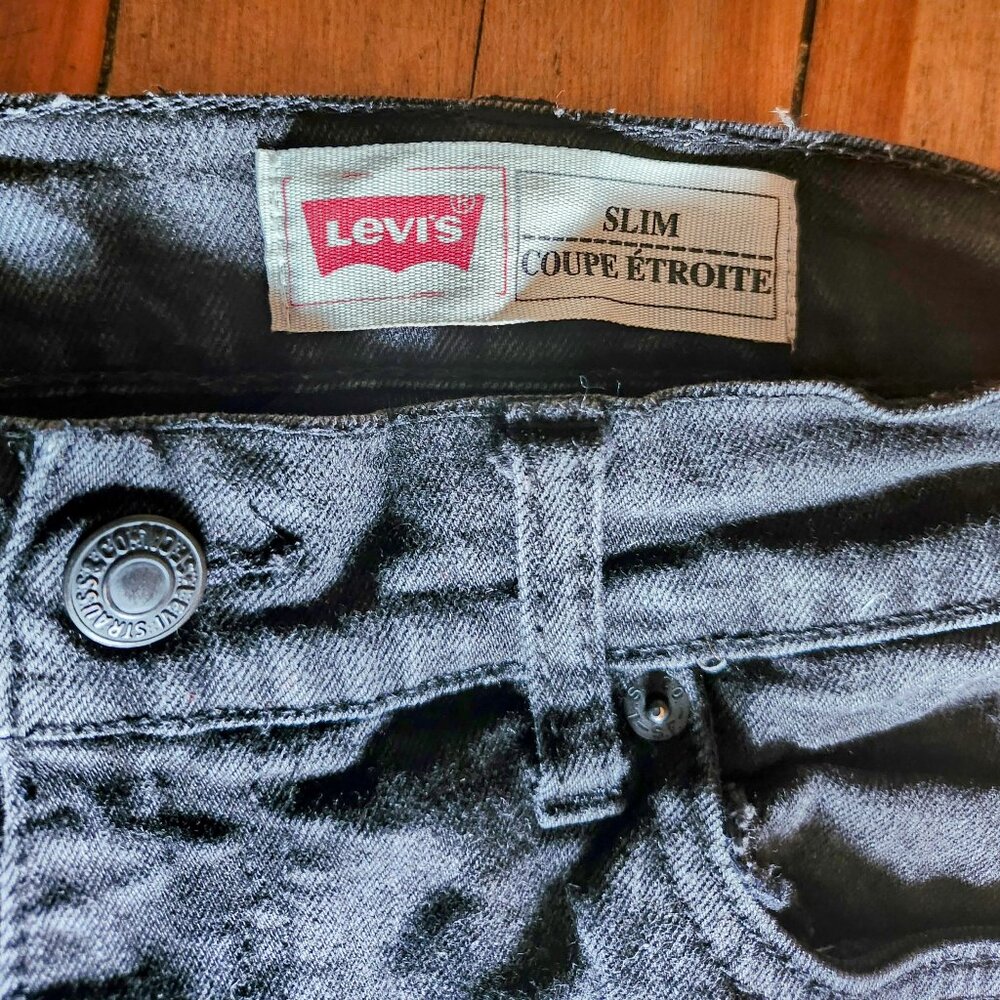 Levi's Slim Washed Black Raw Hem Jeans